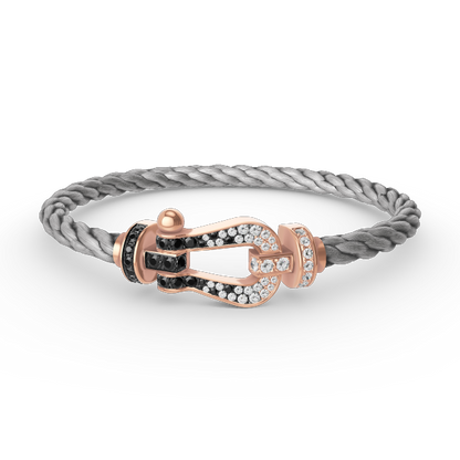[VA]FORCE LARGE HORSESHOE BLACK WHITE DIAMOND BRACELET ROSE GOLD