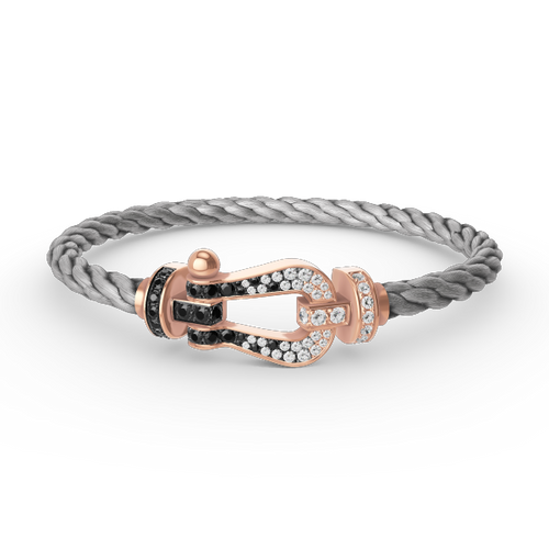[VA]FORCE LARGE HORSESHOE BLACK WHITE DIAMOND BRACELET ROSE GOLD