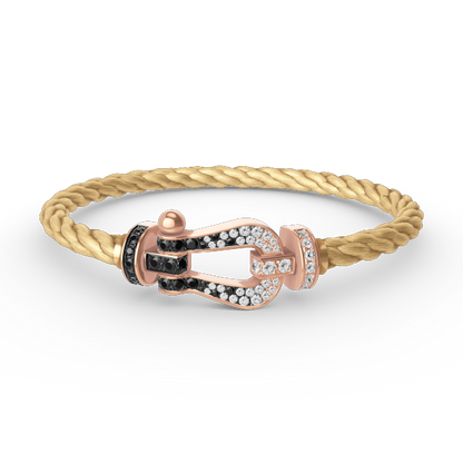 [VA]FORCE LARGE HORSESHOE BLACK WHITE DIAMOND BRACELET ROSE GOLD