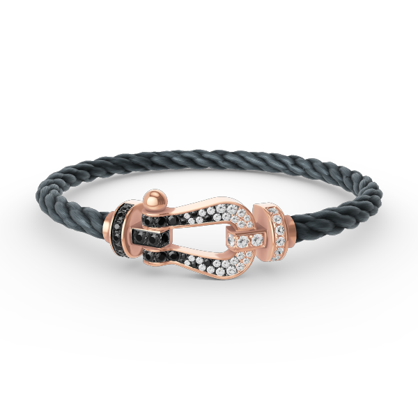 [VA]FORCE LARGE HORSESHOE BLACK WHITE DIAMOND BRACELET ROSE GOLD
