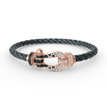 [VA]FORCE LARGE HORSESHOE BLACK WHITE DIAMOND BRACELET ROSE GOLD