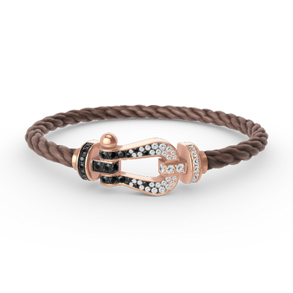 [VA]FORCE LARGE HORSESHOE BLACK WHITE DIAMOND BRACELET ROSE GOLD
