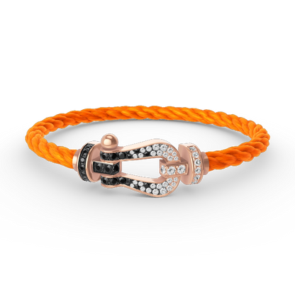 [VA]FORCE LARGE HORSESHOE BLACK WHITE DIAMOND BRACELET ROSE GOLD