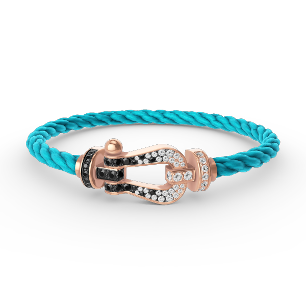 [VA]FORCE LARGE HORSESHOE BLACK WHITE DIAMOND BRACELET ROSE GOLD