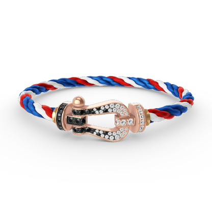 [VA]FORCE LARGE HORSESHOE BLACK WHITE DIAMOND BRACELET ROSE GOLD