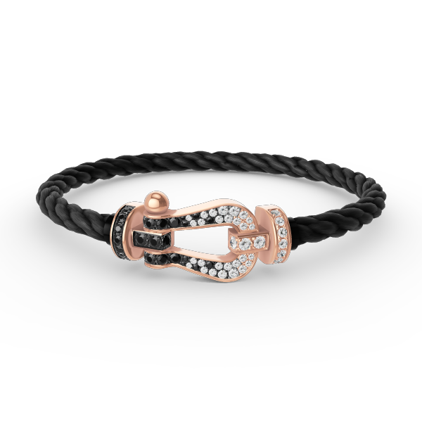 [VA]FORCE LARGE HORSESHOE BLACK WHITE DIAMOND BRACELET ROSE GOLD