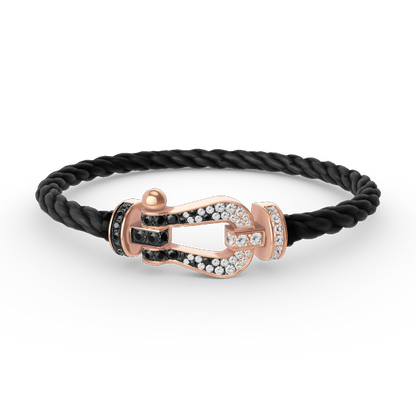 [VA]FORCE LARGE HORSESHOE BLACK WHITE DIAMOND BRACELET ROSE GOLD