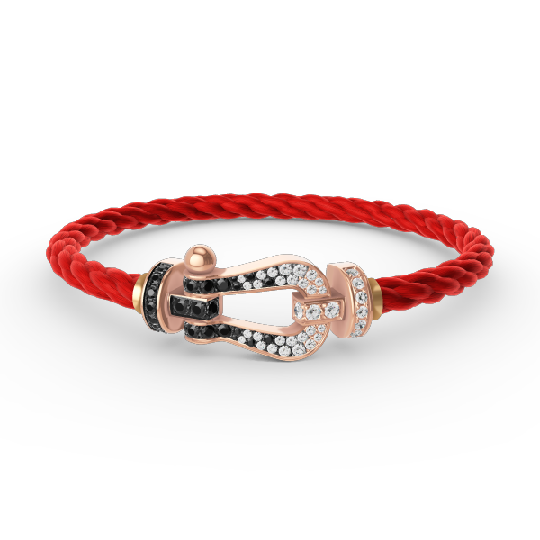 [VA]FORCE LARGE HORSESHOE BLACK WHITE DIAMOND BRACELET ROSE GOLD