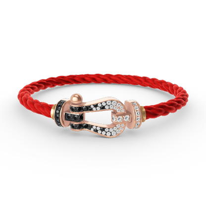 [VA]FORCE LARGE HORSESHOE BLACK WHITE DIAMOND BRACELET ROSE GOLD