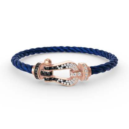[VA]FORCE LARGE HORSESHOE BLACK WHITE DIAMOND BRACELET ROSE GOLD