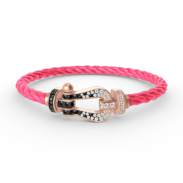 [VA]FORCE LARGE HORSESHOE BLACK WHITE DIAMOND BRACELET ROSE GOLD
