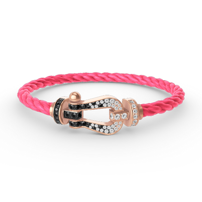 [VA]FORCE LARGE HORSESHOE BLACK WHITE DIAMOND BRACELET ROSE GOLD