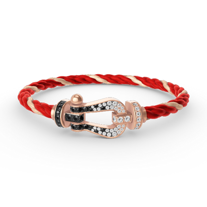 [VA]FORCE LARGE HORSESHOE BLACK WHITE DIAMOND BRACELET ROSE GOLD