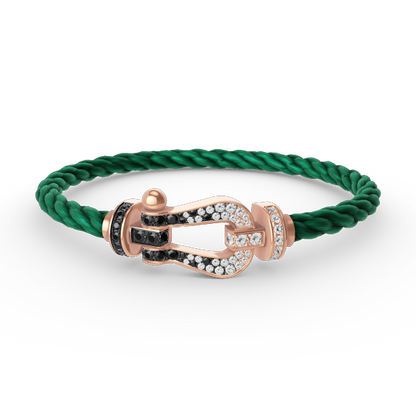 [VA]FORCE LARGE HORSESHOE BLACK WHITE DIAMOND BRACELET ROSE GOLD