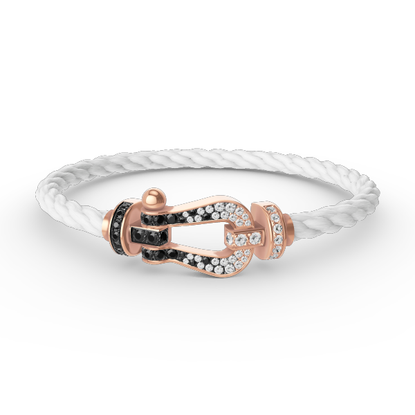 [VA]FORCE LARGE HORSESHOE BLACK WHITE DIAMOND BRACELET ROSE GOLD
