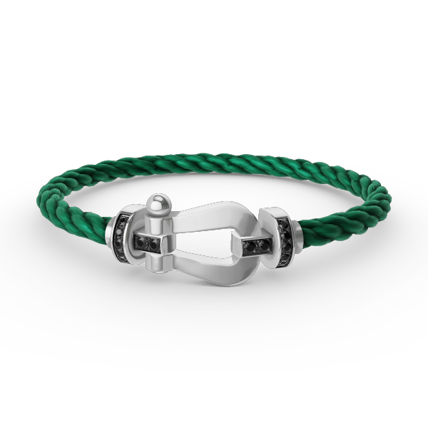 [VA]GROSSES HUFEISEN-ARMBAND MIT SCHWARZEM DIAMANT SILBER