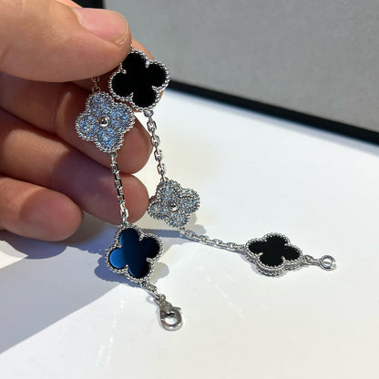 [VA]LUCKY CLOVER 5-MOTIF BRACELET - BLACK OXNY COLLECTION