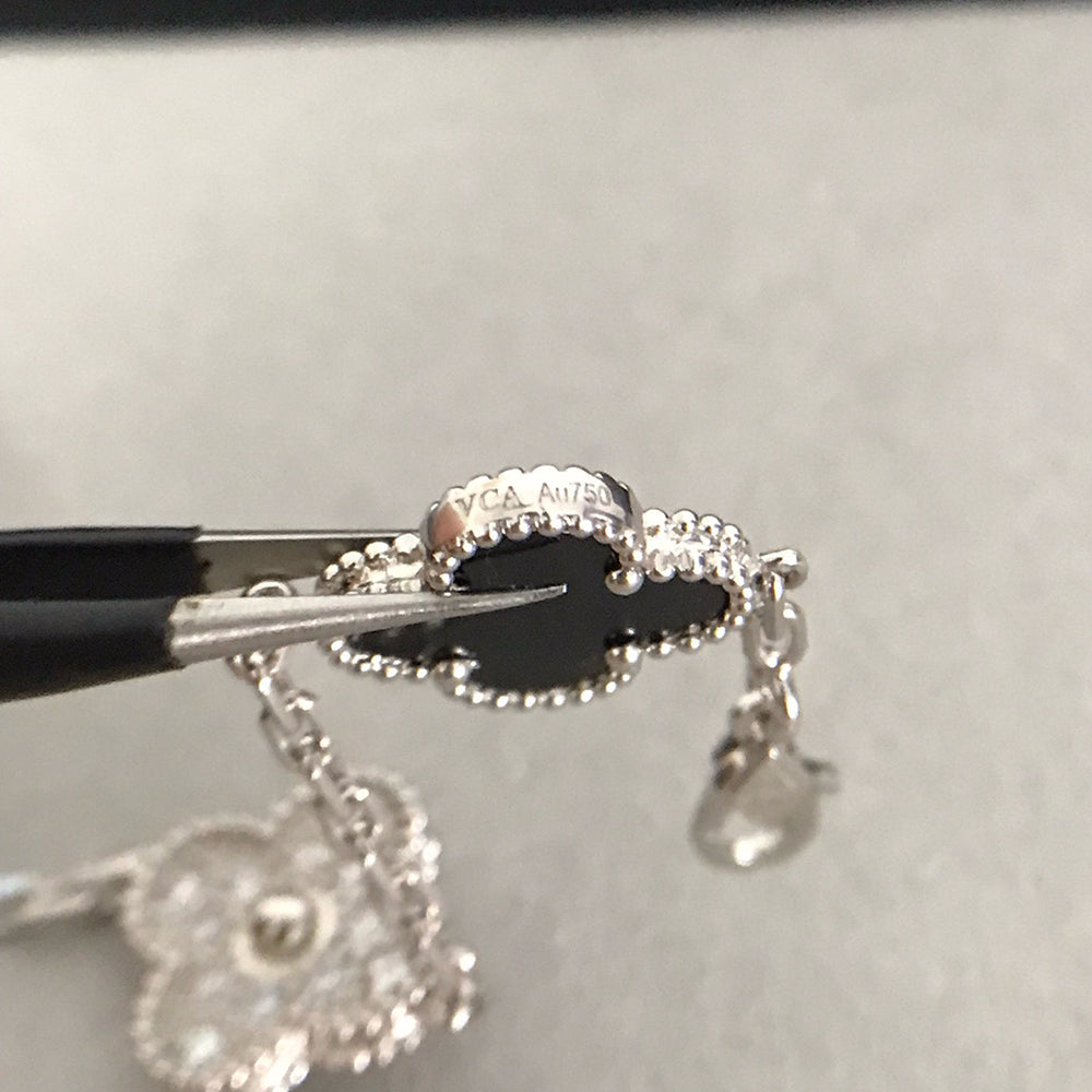 [VA]LUCKY CLOVER 5-MOTIF BRACELET - BLACK OXNY COLLECTION