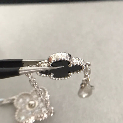 [VA]LUCKY CLOVER 5-MOTIF BRACELET - BLACK OXNY COLLECTION