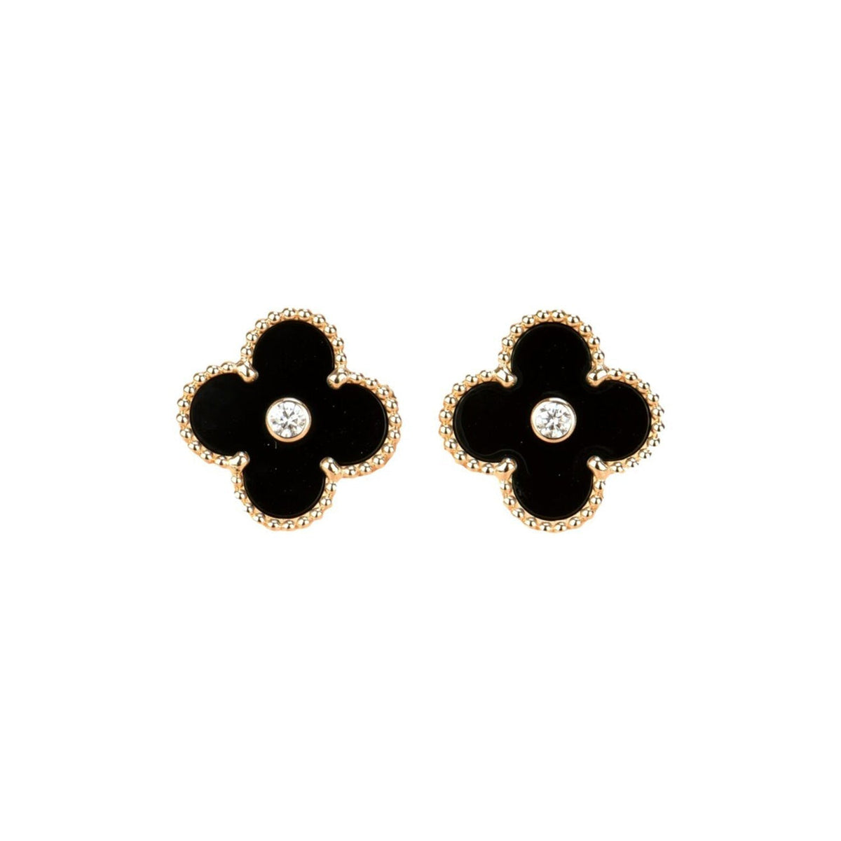 [VA]CLOVER MEDIUM 1 MOTIV OHRRINGE MIT ONYX UND DIAMANT