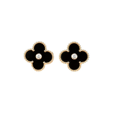 [VA]CLOVER MEDIUM 1 MOTIV OHRRINGE MIT ONYX UND DIAMANT