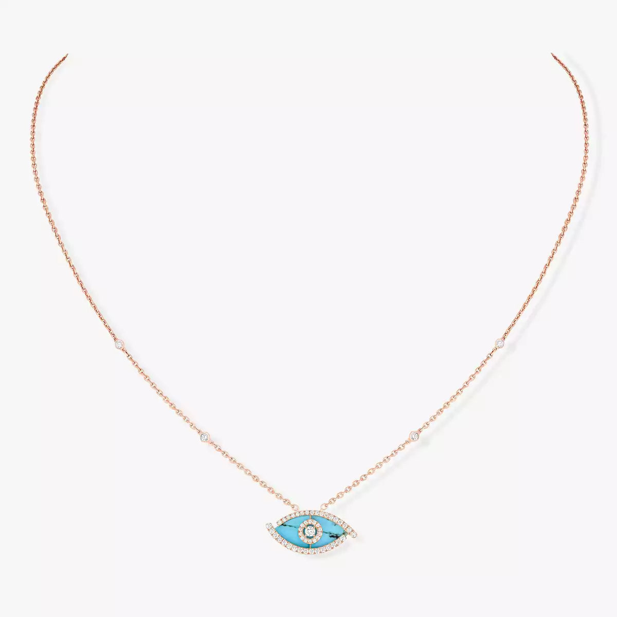 [VA]Lucky Eye Diamond Necklace in Rose Gold and Turquoise