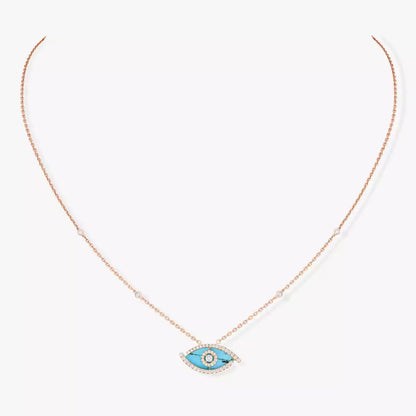 [VA]Lucky Eye Diamond Necklace in Rose Gold and Turquoise