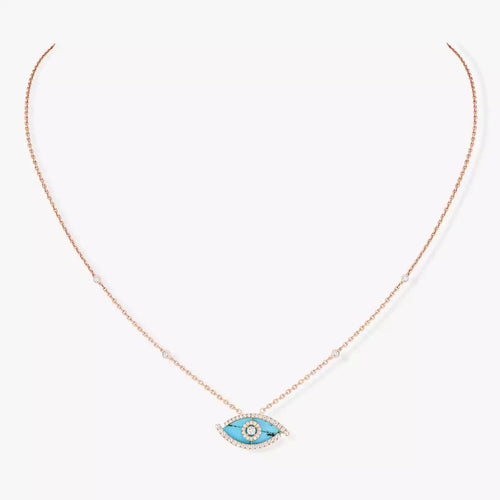 [VA]Lucky Eye Diamond Necklace in Rose Gold and Turquoise