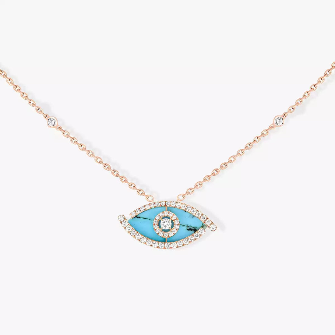 [VA]Lucky Eye Diamant-Halskette in Roségold und Türkis