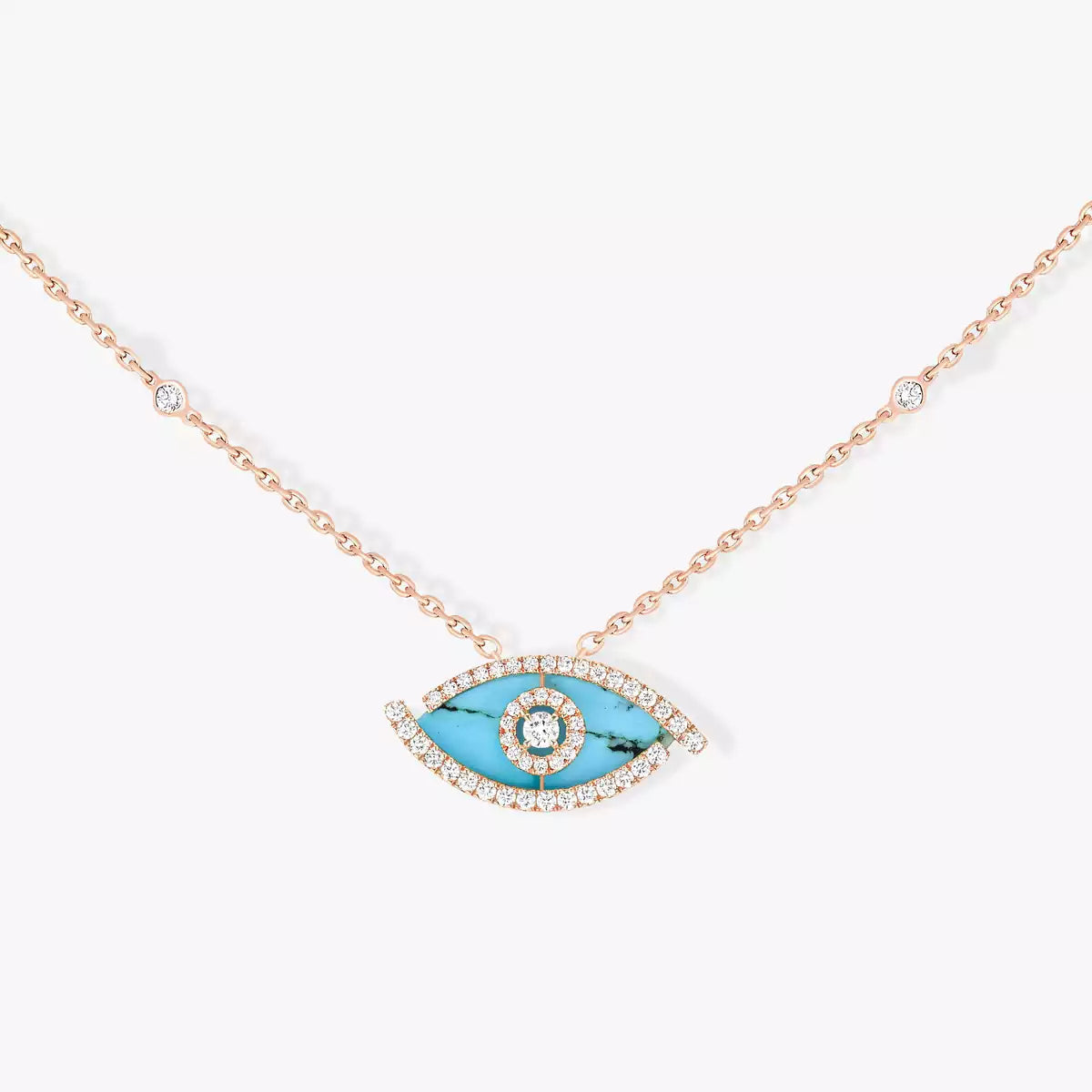 [VA]Lucky Eye Diamond Necklace in Rose Gold and Turquoise