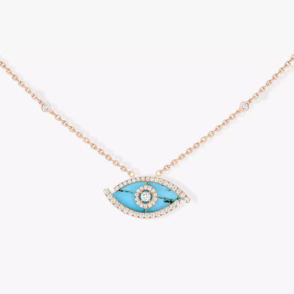 [VA]Lucky Eye Diamond Necklace in Rose Gold and Turquoise