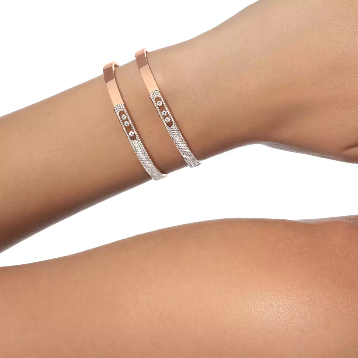 [VA]Move Noa Rose Gold Pavé Diamond Bangle Bracelet