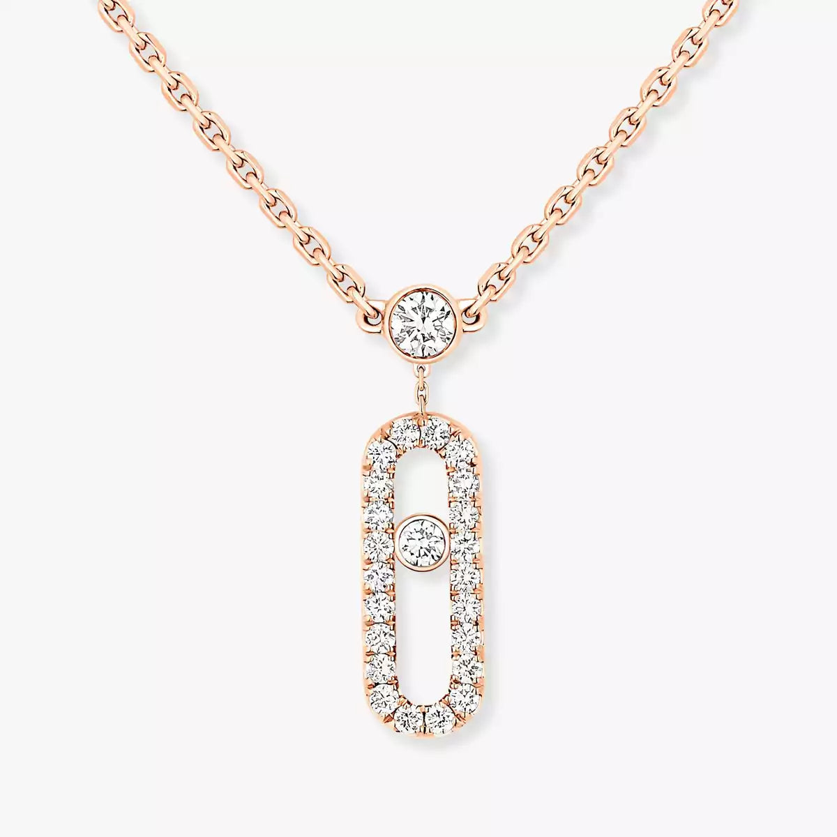 [VA]2-reihige Move Uno Halskette mit Diamant-Pavé in Roségold