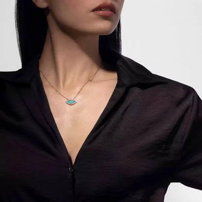 [VA]Lucky Eye Diamond Necklace in Rose Gold and Turquoise