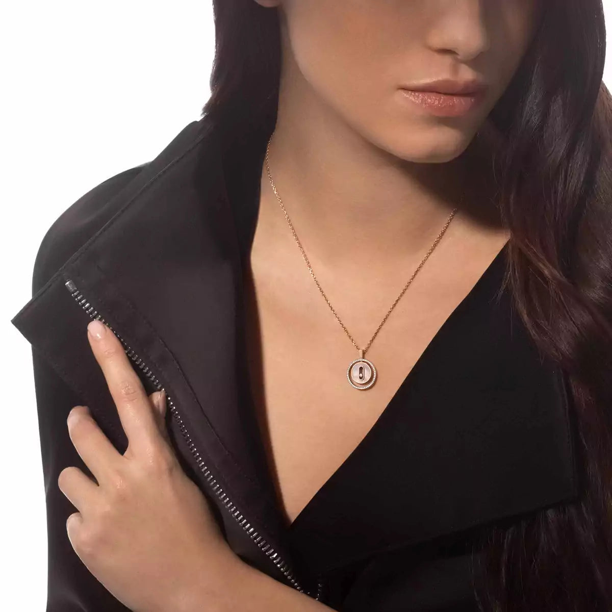 [VA]Lucky Move Diamond Necklace in Rose Gold and White Mother-of-Pearl