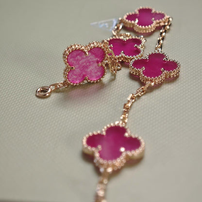 [VA]NEW CLOVER 5 MOTIFS PINK ENAMEL BRACELET