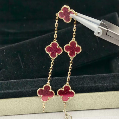 [VA]NEW CLOVER 5 MOTIFS PINK ENAMEL BRACELET