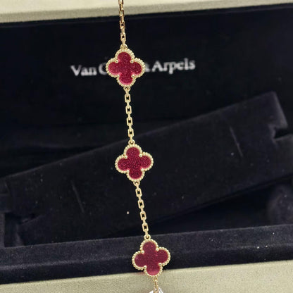 [VA]NEW CLOVER 5 MOTIFS PINK ENAMEL BRACELET