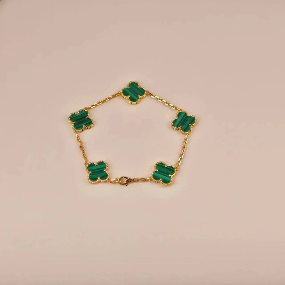 [VA]LUCKY CLOVER 5-MOTIF BRACELET - MALACHITE COLLECTION