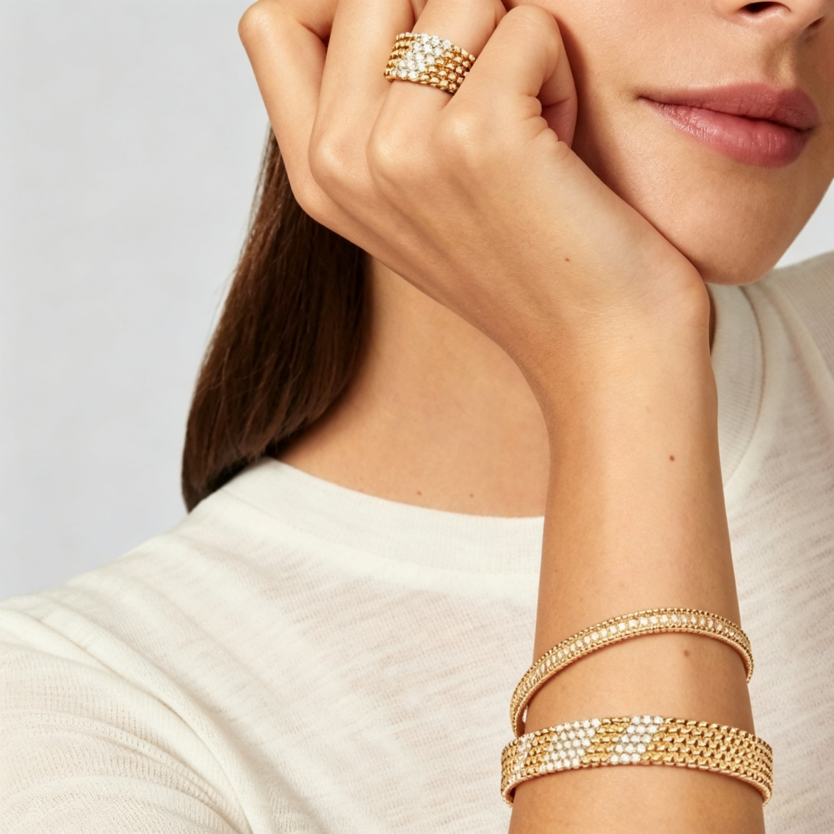 [VA]  FIVE-ROW DIAMOND BRACELET