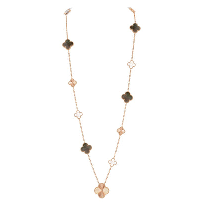 [VA]DETACHABLE CLOVER 15(11+4) FLOWER ROSE GOLD NECKLACE SET
