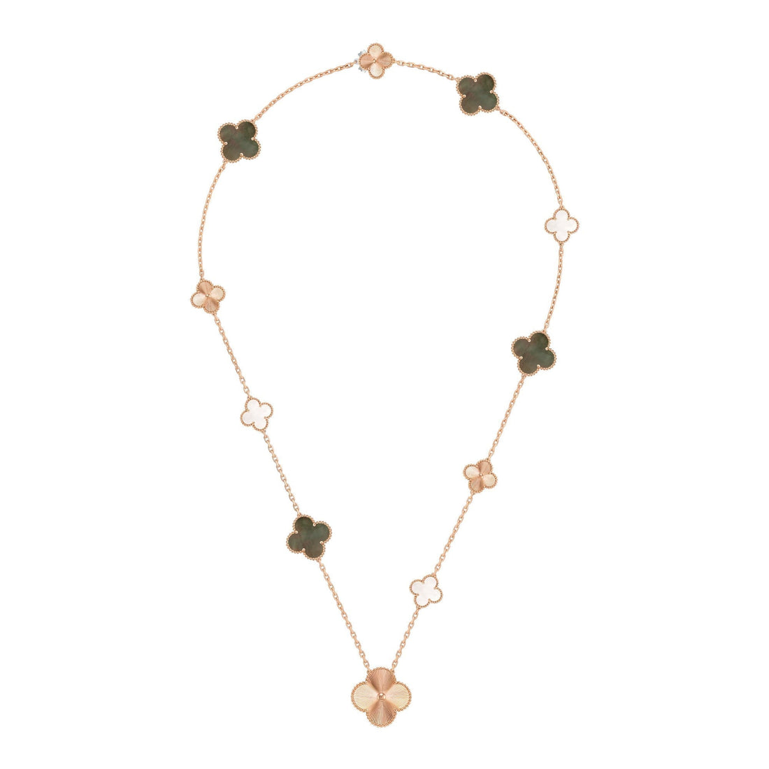 [VA]ABNEHMBARE CLOVER 15(11+4) BLUMEN ROSEGOLD HALSKETTEN-SET
