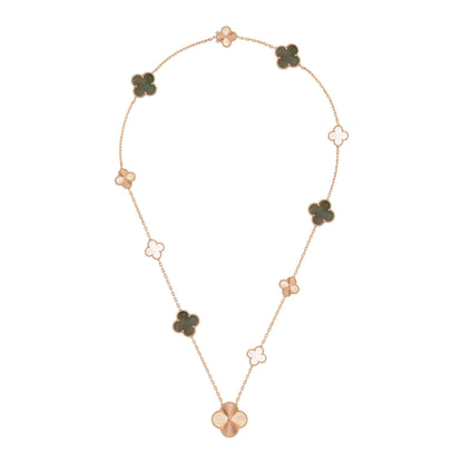 [VA]DETACHABLE CLOVER 15(11+4) FLOWER ROSE GOLD NECKLACE SET