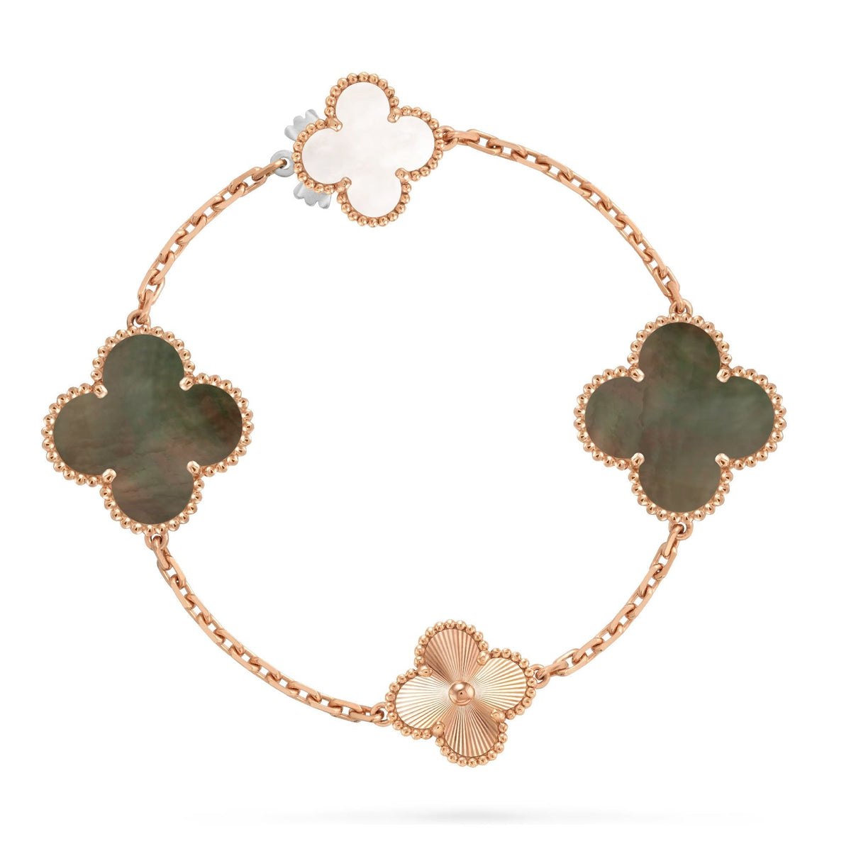 [VA]DETACHABLE CLOVER 15(11+4) FLOWER ROSE GOLD NECKLACE SET