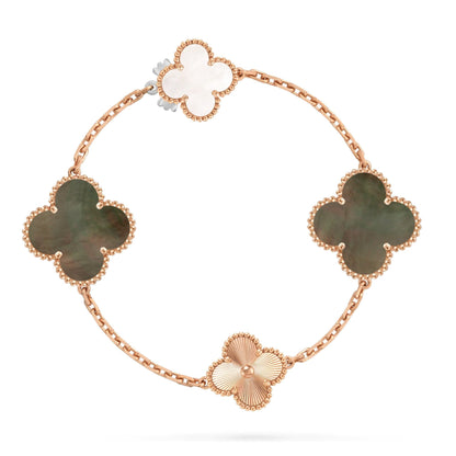 [VA]DETACHABLE CLOVER 15(11+4) FLOWER ROSE GOLD NECKLACE SET