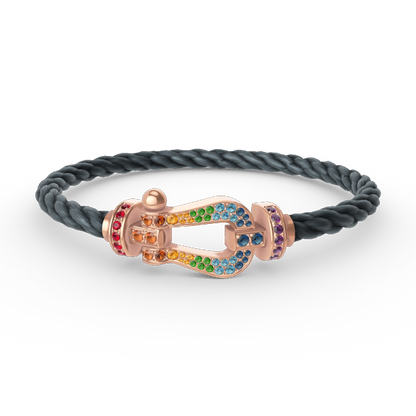 [VA]FORCE LARGE HORSESHOE  COLORED DIAMOND BRACELET ROSE GOLD