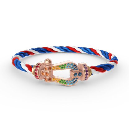 [VA]FORCE LARGE HORSESHOE  COLORED DIAMOND BRACELET ROSE GOLD