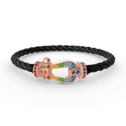 [VA]FORCE LARGE HORSESHOE  COLORED DIAMOND BRACELET ROSE GOLD