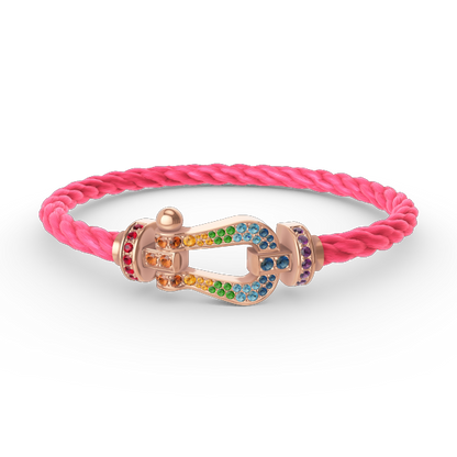 [VA]FORCE LARGE HORSESHOE  COLORED DIAMOND BRACELET ROSE GOLD