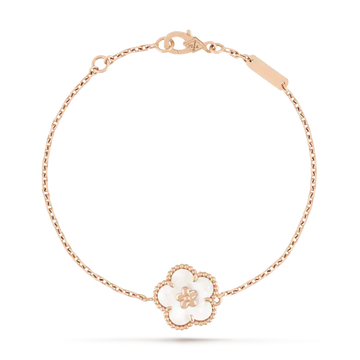 [VA]ラッキー ホワイト マザーオブパール 梅の花 ブレスレット